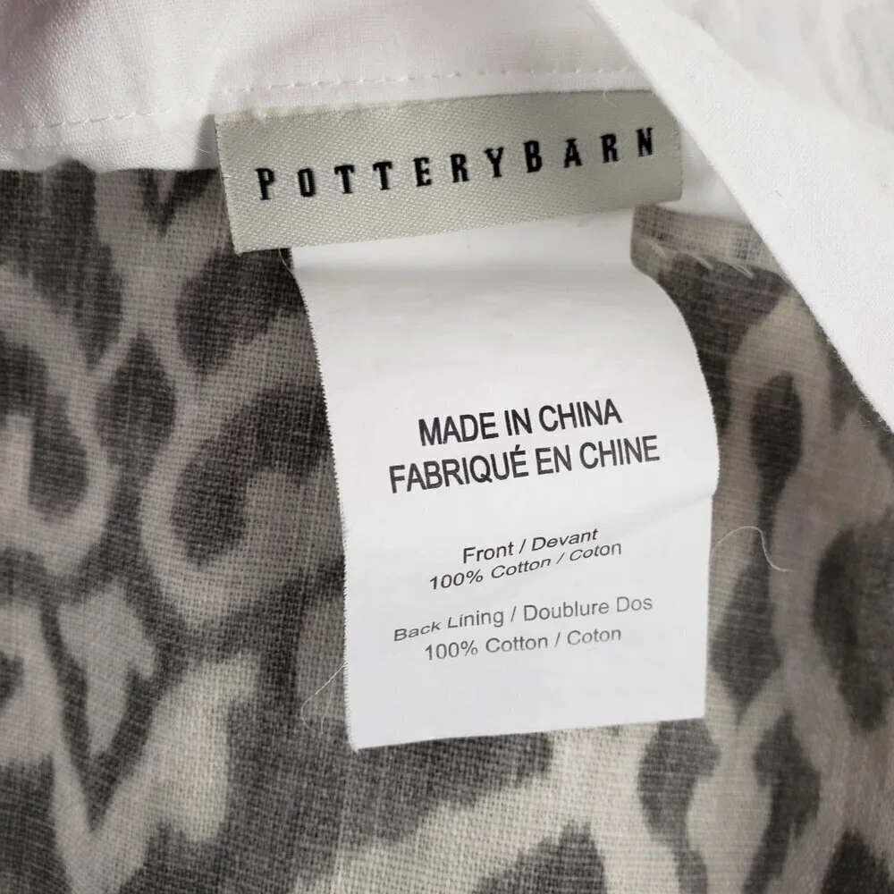 Pottery Barn Ingrid Drape Gray Ivory Ikat Cotton 3-in-1 Pole Top Lined 50